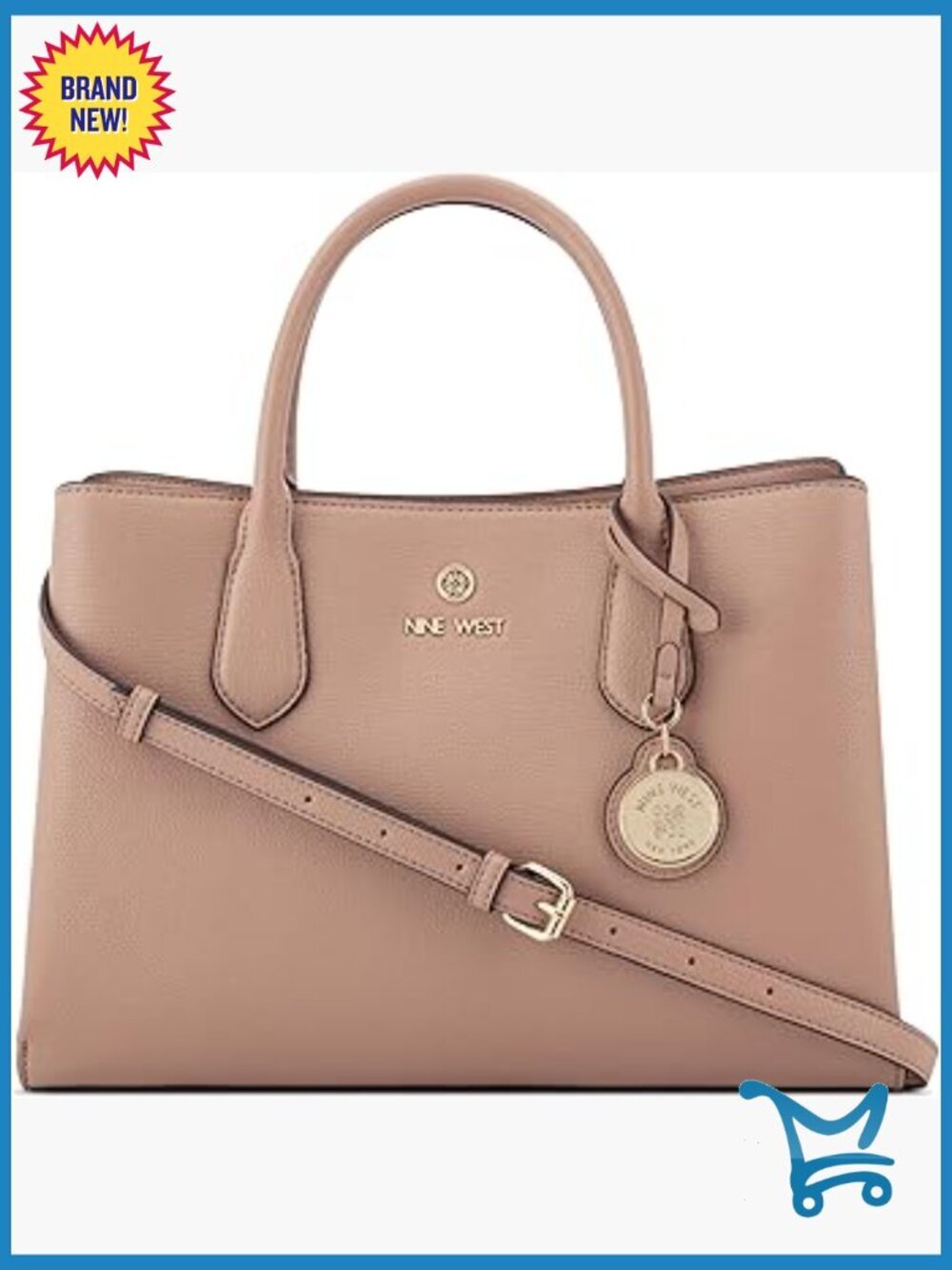 Medium Faux Leather Convertible Satchel with Triple Compartments